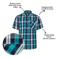 Bigdude Short Sleeve Check Shirt Green -Kenn Clothing Shop 00753840 bd23ss0620green