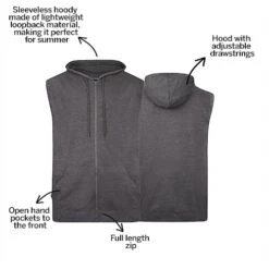 Bigdude Loop Back Sleeveless Hoody Charcoal -Kenn Clothing Shop 037f3429 bc20sg0120charcoal