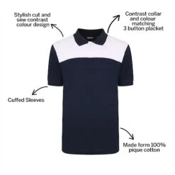 Bigdude Colour Block Polo Shirt Navy -Kenn Clothing Shop 06c61c4b bd20po120blue