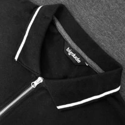 Bigdude Colour Block Zipped Polo Shirt Black/Charcoal -Kenn Clothing Shop 08bd9835 img 8679