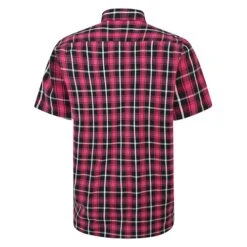 Bigdude Button Down Short Sleeve Check Shirt Magenta -Kenn Clothing Shop 0df22413 bd23ss09 06 2