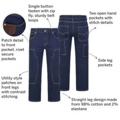 Bigdude Stretch Utility Jeans Dark Wash -Kenn Clothing Shop 13cc64b9 082
