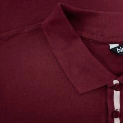 Bigdude Contrast Stripe Placket With Tipped Cuff Polo Shirt Burgundy -Kenn Clothing Shop 262648ae img 8442