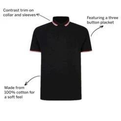 Bigdude Contrast Pique Polo Shirt Black -Kenn Clothing Shop 28fc1aa3 031