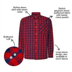 Bigdude Gingham Long Sleeve Shirt Red -Kenn Clothing Shop 2c46a574 bd23ls0720red