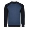 Bigdude Raglan Contrast Crew Neck Sweatshirt Denim Marl/Navy