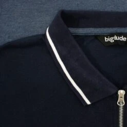 Bigdude Colour Block Zipped Polo Shirt Navy/Denim -Kenn Clothing Shop 33e64c49 img 8686