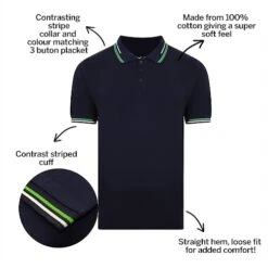Bigdude Designer Tipped Polo Shirt Navy -Kenn Clothing Shop 363f9324 bd21p0420navy