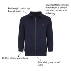 Bigdude Funnel Neck Full Zip Sweatshirt Navy 8 Bigdude Funnel Neck Full Zip Sweatshirt Navy -Kenn Clothing Shop 38e98e10 032