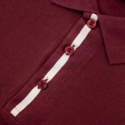 Bigdude Contrast Stripe Placket With Tipped Cuff Polo Shirt Burgundy -Kenn Clothing Shop 43401e48 img 8445