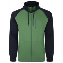Bigdude Contrast Raglan Full Zip Hoody Deep Green/Navy