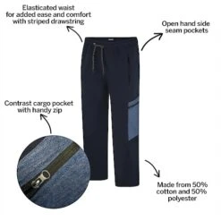 Bigdude Contrast Pocket Cargo Joggers Navy -Kenn Clothing Shop 4aef3409 bd23j0620blue