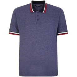 Bigdude Two Tone Contrast Polo Shirt Navy