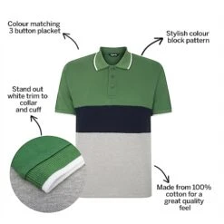 Bigdude Colour Block Pique Polo Deep Green -Kenn Clothing Shop 4f3fdafc bd22p1820geen