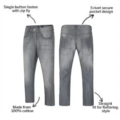 Bigdude Non-Stretch Straight Fit Jeans Grey Wash -Kenn Clothing Shop 5369f23a bd23js0820grey