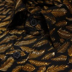 Bigdude Leaf Print Long Sleeve Poplin Shirt Black -Kenn Clothing Shop 63021d7e img 8738