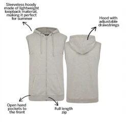 Bigdude Loop Back Sleeveless Hoody Grey Marl -Kenn Clothing Shop 68b936bb bc20sg0120grey