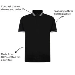 Bigdude Jacquard Contrast Pique Polo Shirt Black -Kenn Clothing Shop 6b69e632 032