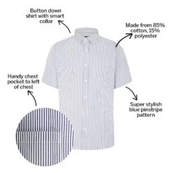 Bigdude Striped Short Sleeve Shirt Blue/White -Kenn Clothing Shop 6c40363a bd23ss0820blue