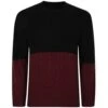 Bigdude Cable Knit Colour Block Jumper Burgundy/Black -Kenn Clothing Shop 6c4ba826 bd23jmp05 10 1