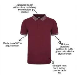Bigdude Jacquard Collar Polo Shirt Burgundy -Kenn Clothing Shop 6c540c3e bd20p0420red