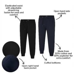 Bigdude Basic Cuffed Joggers Twin Pack Black/Navy -Kenn Clothing Shop 7323364e bd23j1020twin20navy