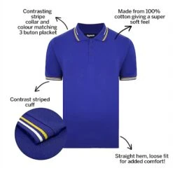 Bigdude Designer Tipped Polo Shirt Cobalt Blue -Kenn Clothing Shop 7beab01b bd21p0420blue