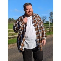 Bigdude Long Sleeve Flannel Shirt Brown -Kenn Clothing Shop 7dd26eab pxl 20221113 124955983