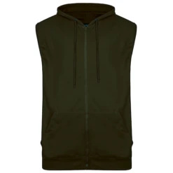 Bigdude Loop Back Sleeveless Hoody Khaki