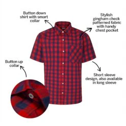 Bigdude Gingham Short Sleeve Shirt Red -Kenn Clothing Shop 9d3d1a9b bd23ss0720red