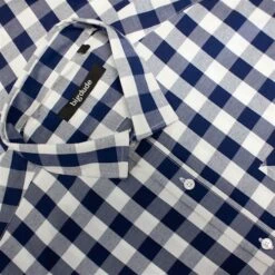 Bigdude Gingham Short Sleeve Shirt Navy -Kenn Clothing Shop a19e510d img 8817