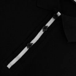 Bigdude Contrast Stripe Placket With Tipped Cuff Polo Shirt Black -Kenn Clothing Shop ada1e4c2 img 8453