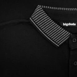 Bigdude Jacquard Collar Polo Shirt Black -Kenn Clothing Shop af5e828d img 8209