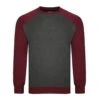 Bigdude Raglan Contrast Crew Neck Sweatshirt Charcoal/Burgundy -Kenn Clothing Shop b09cb44f bd21jmp09204
