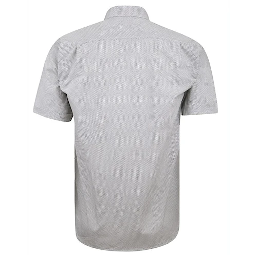 Bigdude Short Sleeve Cotton Woven Abstract Design Shirt White/Back 4 Bigdude Short Sleeve Cotton Woven Abstract Design Shirt White/Back - Image 3