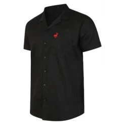 Bigdude Relaxed Collar Short Sleeve Shirt Black -Kenn Clothing Shop black shirt red deer logo 2