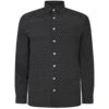 Bigdude Geometric Print Long Sleeve Poplin Shirt Black