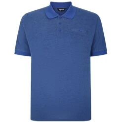 Bigdude Buttoned Pocket Polo Shirt Royal Blue Marl