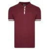 Bigdude Contrast Stripe Placket With Tipped Cuff Polo Shirt Burgundy -Kenn Clothing Shop c8114bab bd21p14 burgundy 1