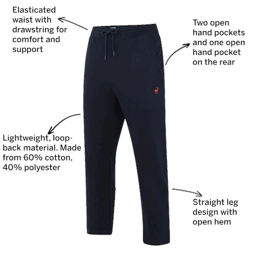 Bigdude Open Hem Loop Back Joggers Navy 5 Bigdude Open Hem Loop Back Joggers Navy - Image 3