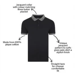 Bigdude Jacquard Collar Polo Shirt Black -Kenn Clothing Shop ccd41b55 bd20p04