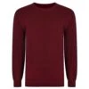 Bigdude Plain Crew Neck Knitted Jumper Burgundy -Kenn Clothing Shop d6ea08ab bd21jmp01 10 front