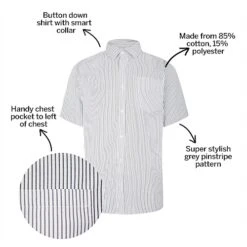 Bigdude Striped Short Sleeve Shirt Grey/White -Kenn Clothing Shop dc4ab335 bd23ss0820grey