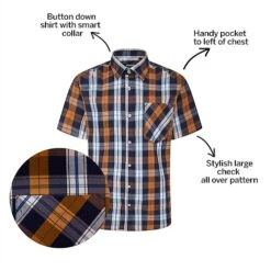 Bigdude Short Sleeve Check Shirt Orange -Kenn Clothing Shop dcd6b29a bd23ss0620orange