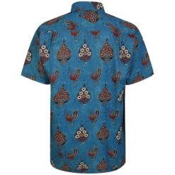 Bigdude Relaxed Collar Peacock Print Short Sleeve Shirt Denim -Kenn Clothing Shop e451b52d bd23ss03 07 2