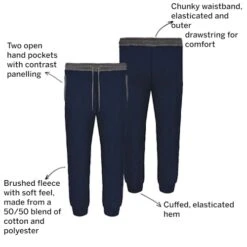 Bigdude Chunky Waistband Contrast Joggers Navy -Kenn Clothing Shop e47295d0 071