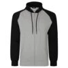Bigdude Contrast Raglan Full Zip Hoody Grey Marl/Black -Kenn Clothing Shop e5c8429d ziphoody grey 1
