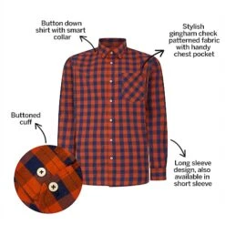 Bigdude Gingham Long Sleeve Shirt Orange -Kenn Clothing Shop e8e7d08d bd23ls0720orange