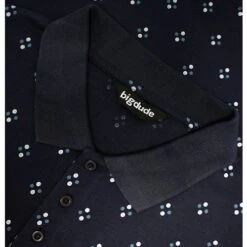 Bigdude Geometric Print Polo Shirt Navy -Kenn Clothing Shop eaefc1ea navy20polo202