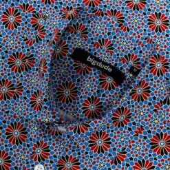 Bigdude Retro Flower Print Long Sleeve Poplin Shirt Blue/Red -Kenn Clothing Shop ed27cf38 img 8730